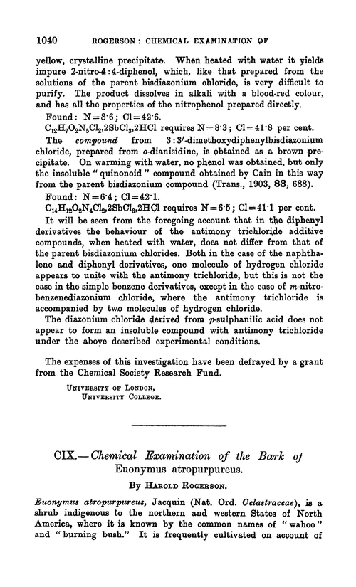 CIX.—Chemical examination of the bark of euonymus atropurpureus