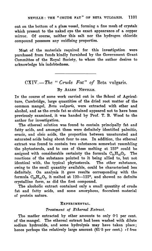 CXIV.—The “crude fat” of Beta vulgaris