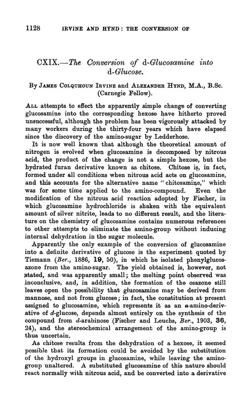 CXIX.—The conversion of d-glucosamine into d-glucose