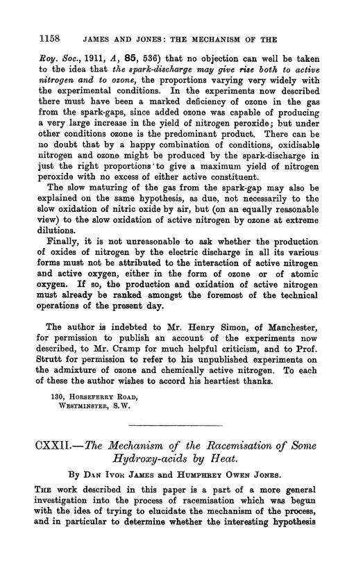 CXXII.—The mechanism of the racemisation of some hydroxy-acids by heat