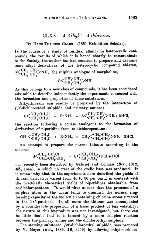 CLXX.—4-Alkyl- 1 : 4-thiazans