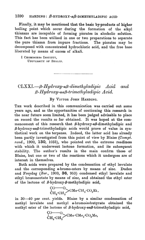CLXXI.—β-Hydroxy-αβ-dimethyladipic acid and β-hydroxy-ααβ-trimethyladipic acid
