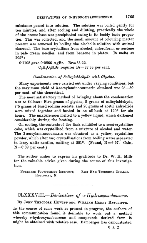 CLXXXVIII.—Derivatives of o-hydroxyazobenzene