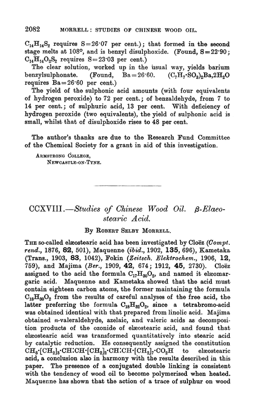 CCXVIII.—Studies of chinese wood oil. β-Elaceostearic acid