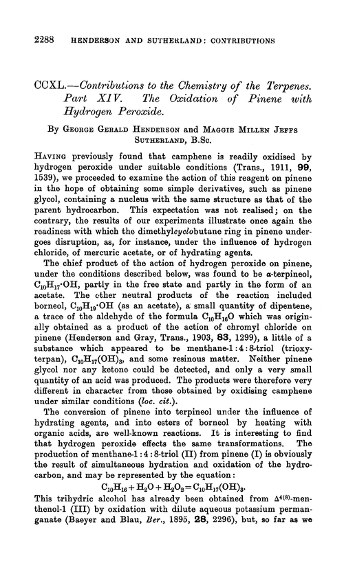 CCXL.—Contributions to the chemistry of the terpenes. Part XIV. The oxidation of pinene with hydrogen peroxide
