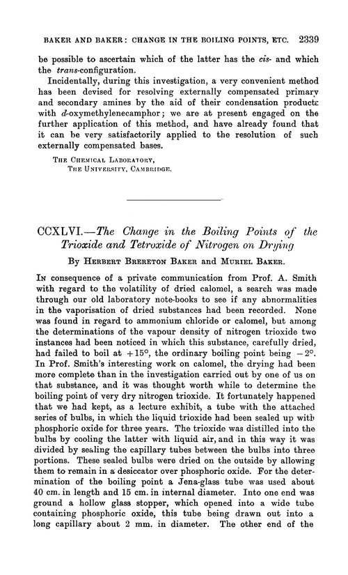 CCXLVI.—The change in the boiling points of the trioxide and tetroxide of nitrogen on drying
