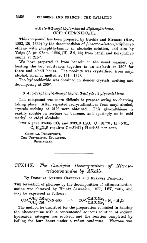 CCXLIX.—The catalytic decomposition of nitrosotriacetonamine by alkalis