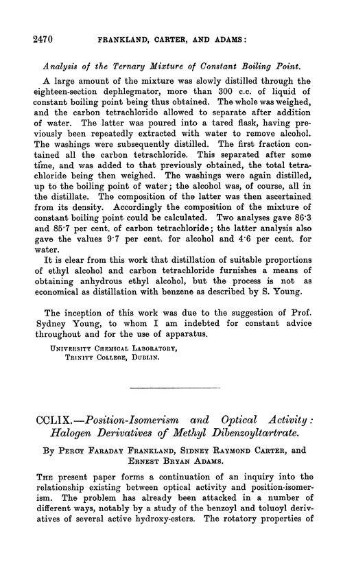 CCLIX.—Position-isomerism and optical activity: halogen derivatives of methyl dibenzoyltartrate