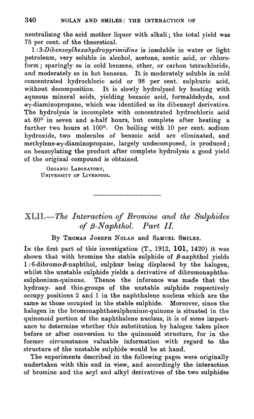 XLII.—The interaction of bromine and the sulphides of β-naphthol. Part II