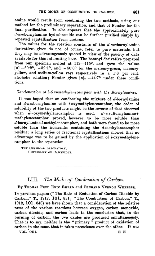 LIII.—The mode of combustion of carbon