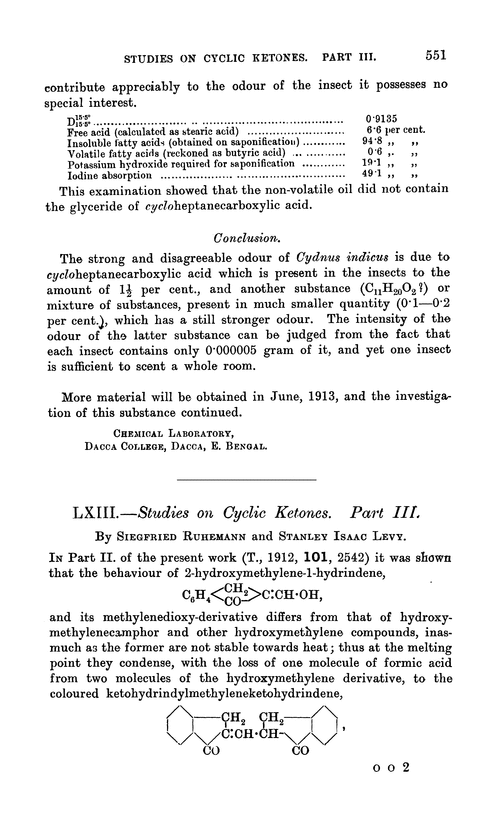 LXIII.—Studies on cyclic ketones. Part III