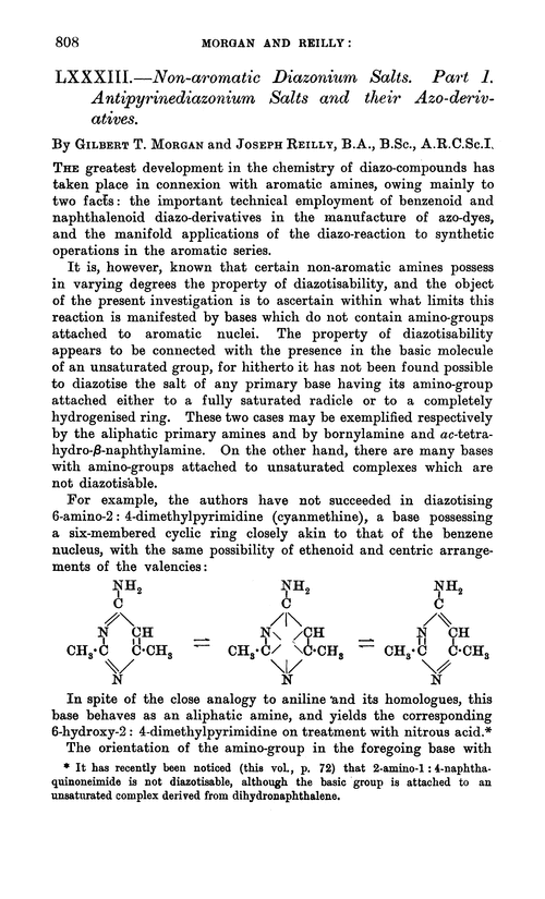 LXXXIII.—Non-aromatic diazonium salts. Part I. Antipyrinediazonium salts and their azo-derivatives