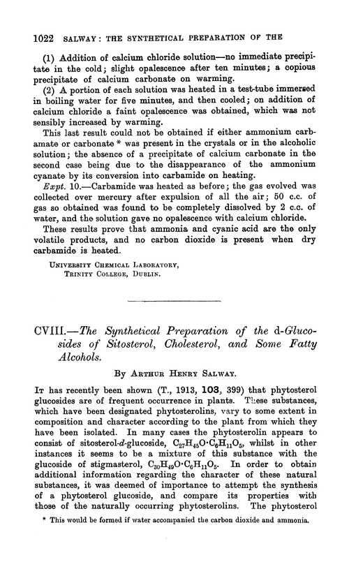 CVIII.—The synthetical preparation of the d-glucosides of sitosterol, cholesterol, and some fatty alcohols