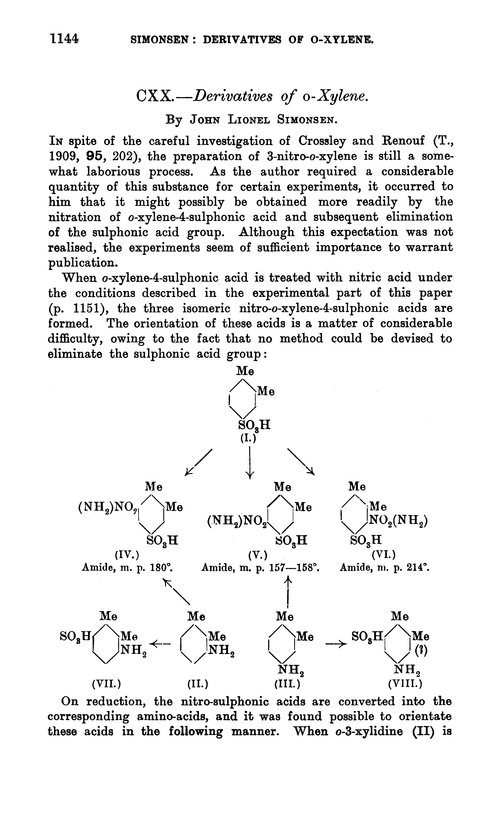 CXX.—Derivatives of o-xylene