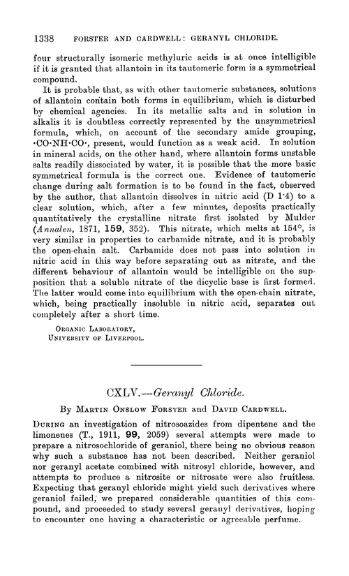 CXLV.—Geranyl chloride