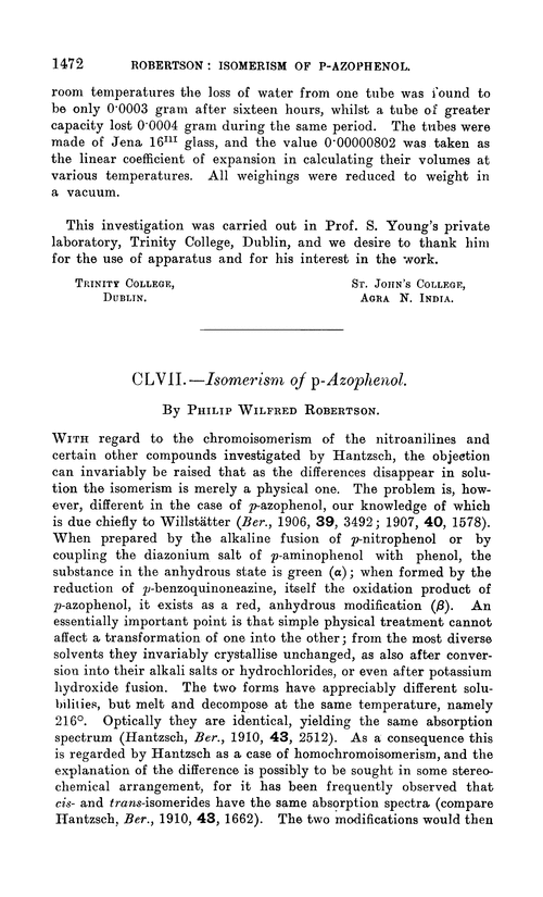 CLVII.—Isomerism of p-azophenol