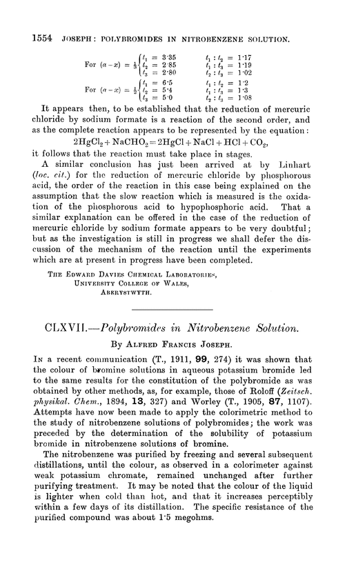 CLXVII.—Polybromides in nitrobenzene solution