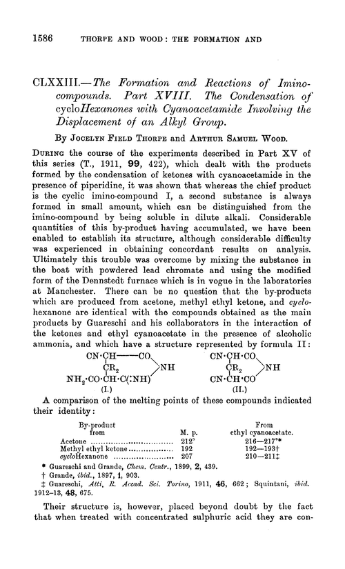 CLXXIII.—The formation and reactions of iminocompounds. Part XVIII. The condensation of cyclohexanones with cyanoacetamide involving the displacement of an alkyl group