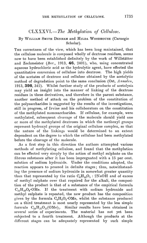 CLXXXVI.—The methylation of cellulose