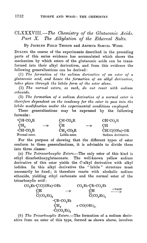 CLXXXVIII.—The chemistry of the glutaconic acids. Part X. The alkylation of the ethereal salts