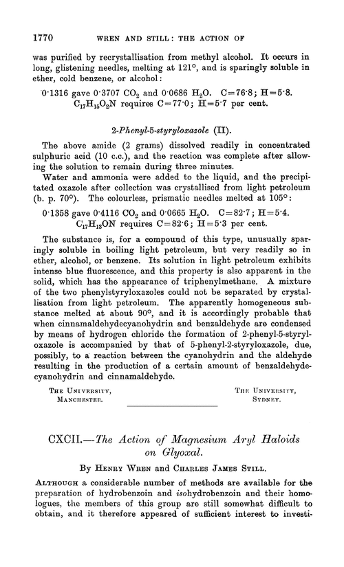 CXCII.—The action of magnesium aryl haloids on glyoxal