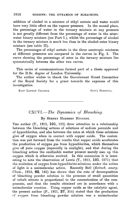 CXCVI.—The dynamics of bleaching