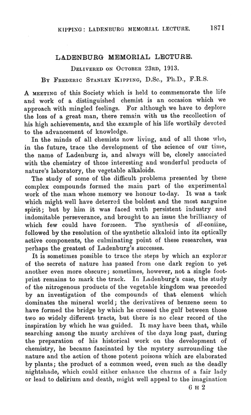 Ladenburg Memorial Lecture