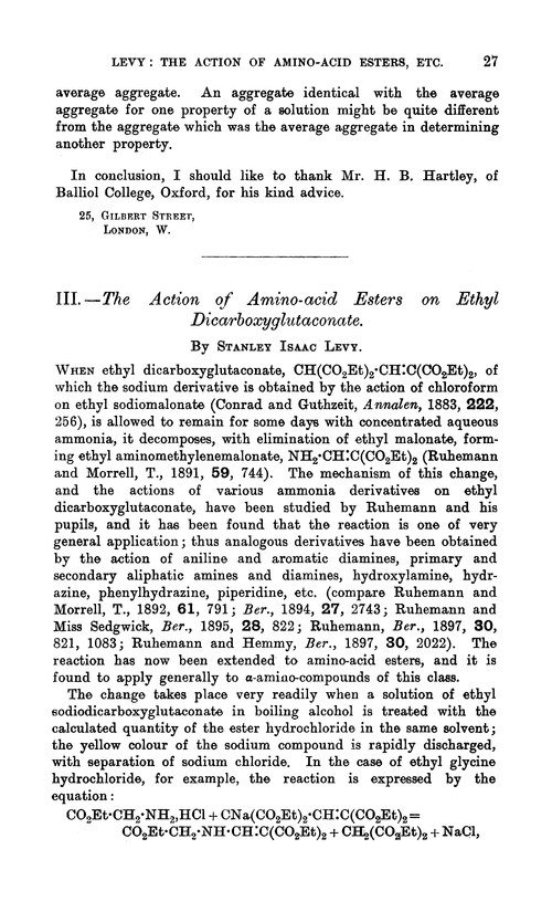 III.—The action of amino-acid esters on ethyl dicarboxyglutaconate