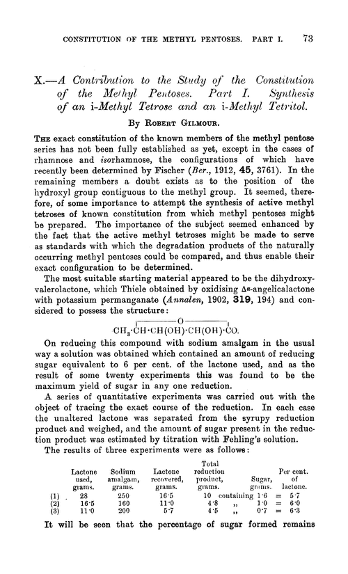 X.—A contribution to the study of the constitution of the methyl pentoses. Part I. Synthesis of an i-methyl tetrose and an i-methyl tetritol