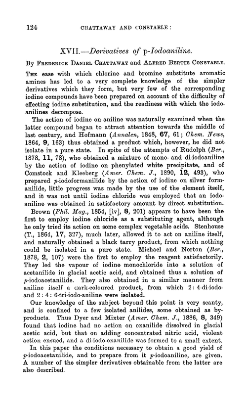 XVII.—Derivatives of p-iodoaniline