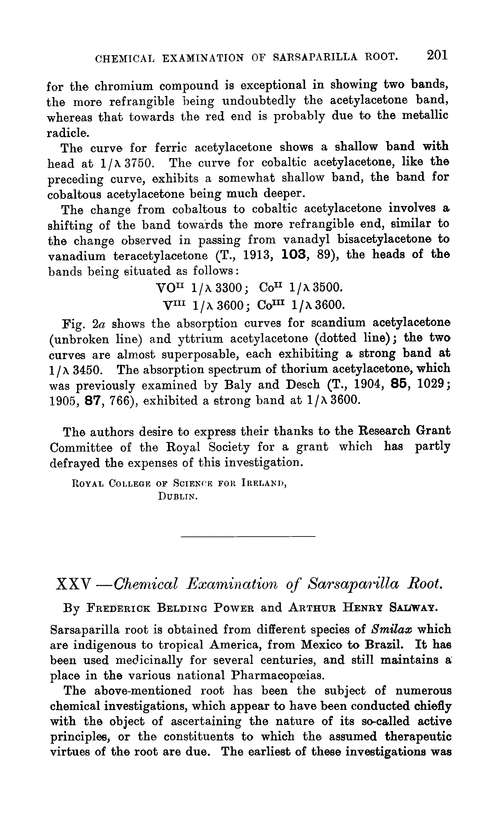 XXV.—Chemical examination of sarsaparilla root