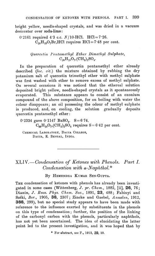 XLIV.—Condensation of ketones with phenols. Part I. Condensation with α-naphthol