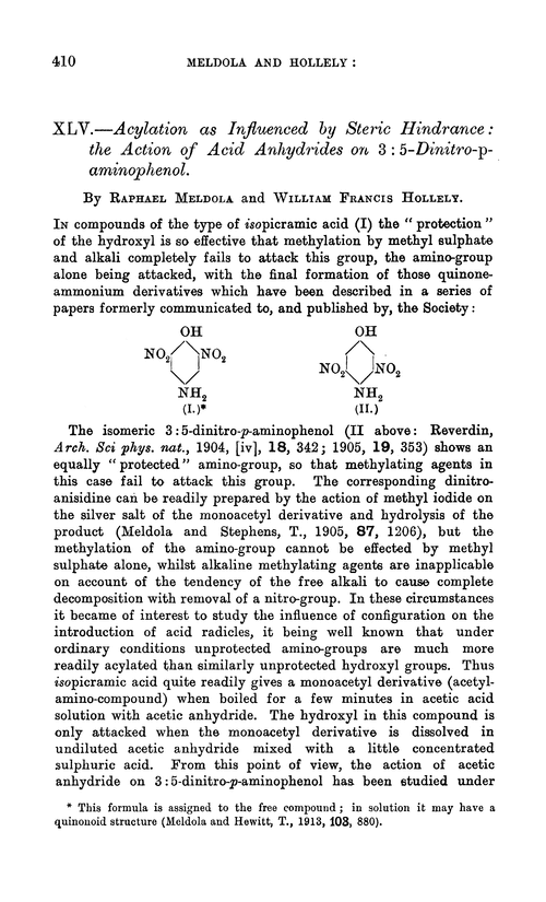 XLV.—Acylation as influenced by steric hindrance: the action of acid anhydrides on 3 : 5-dinitro-p-aminophenol
