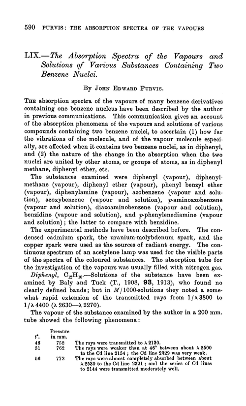LIX.—The absorption spectra of the vapours and solutions of various substances containing two benzene nuclei