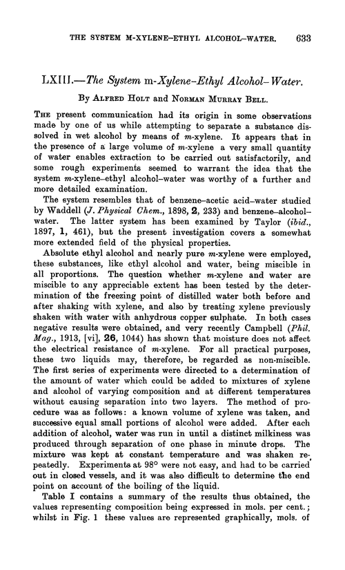 LXIII.—The system m-xylene–ethyl alcohol–water