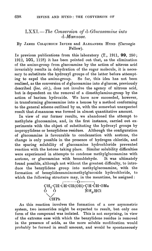 LXXI.—The conversion of d-glucosamine into d-mannose