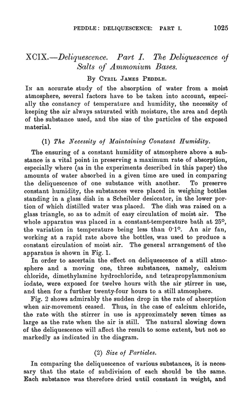 XCIX.—Deliquescence. Part I. The deliquescence of salts of ammonium bases