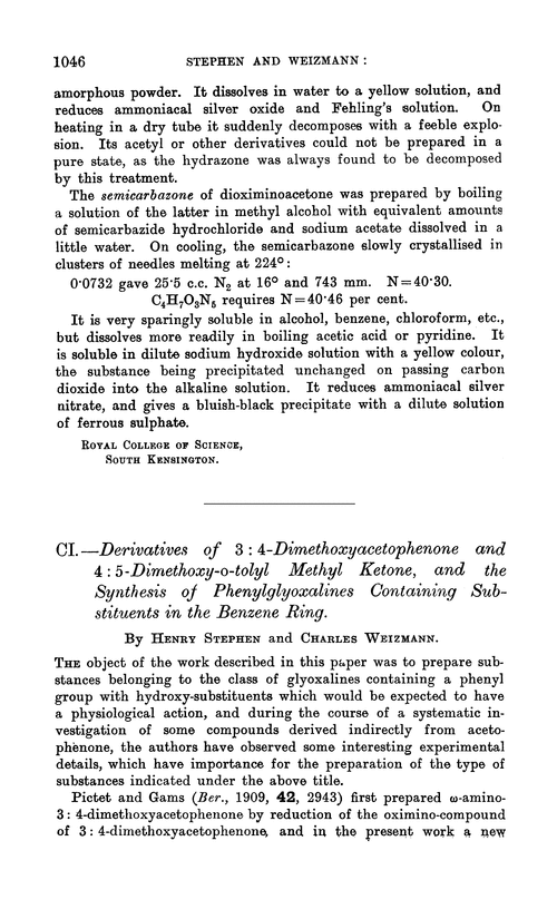 CI.—Derivatives of 3 : 4-dimethoxyacetophenone and 4 : 5-dimethoxy-o-tolyl methyl ketone, and the synthesis of phenylglyoxalines containing substituents in the benzene ring