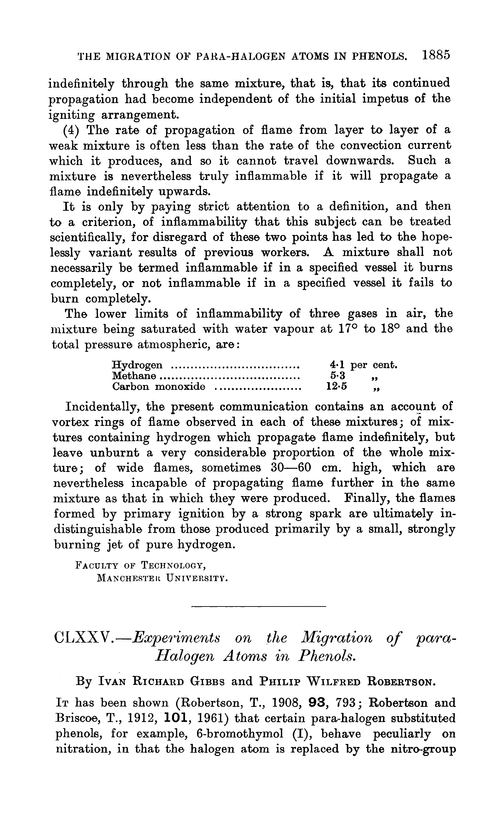 CLXXV.—Experiments on the migration of para-halogen atoms in phenols