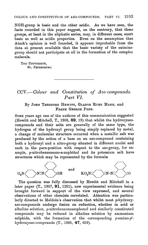 CCV.—Colour and constitution of azo-compounds. Part VI