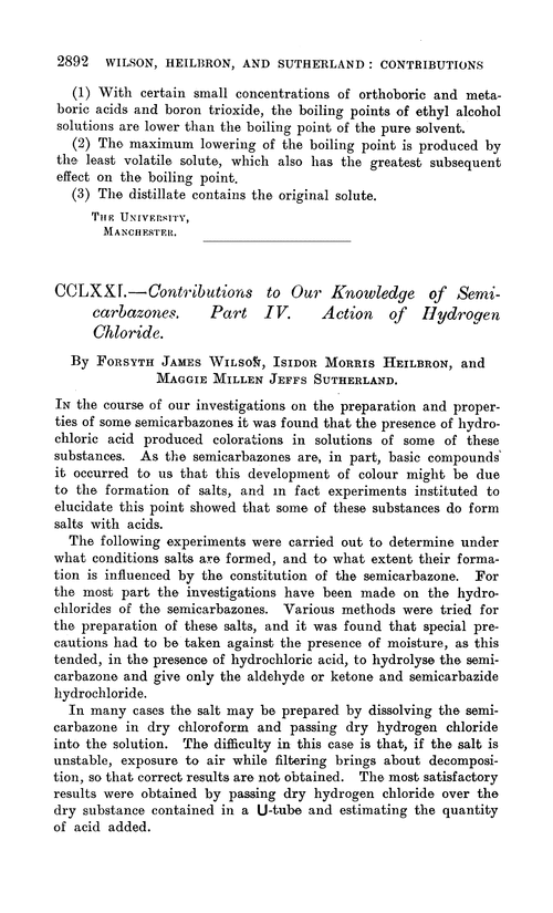 CCLXXI.—Contributions to our knowledge of semicarbazones. Part IV. Action of hydrogen chloride