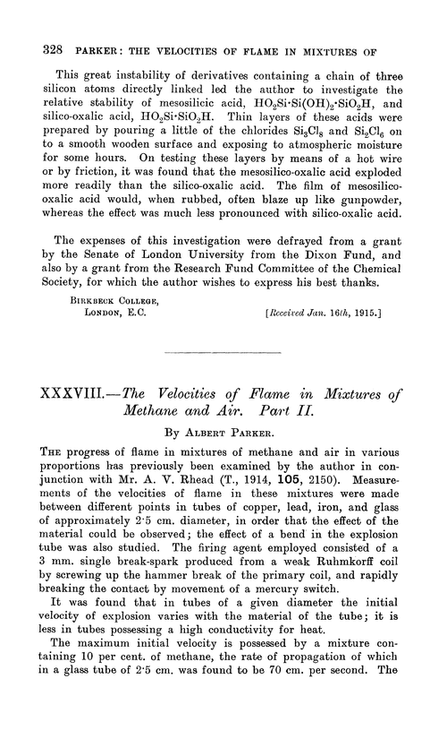 XXXVIII.—The velocities of flame in mixtures of methane and air. Part II
