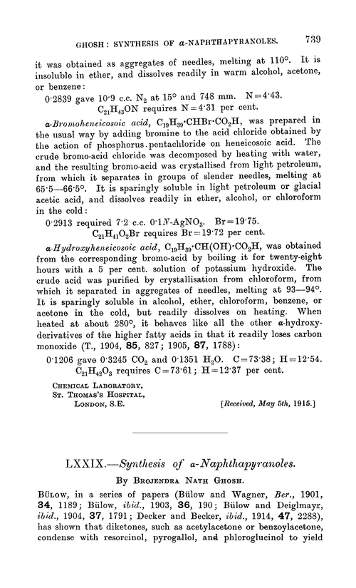LXXIX.—Synthesis of α-naphthapyranoles