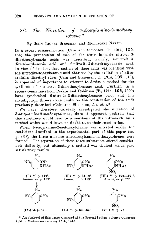 XC.—The nitration of 3-acetylamino-2-methoxytoluene