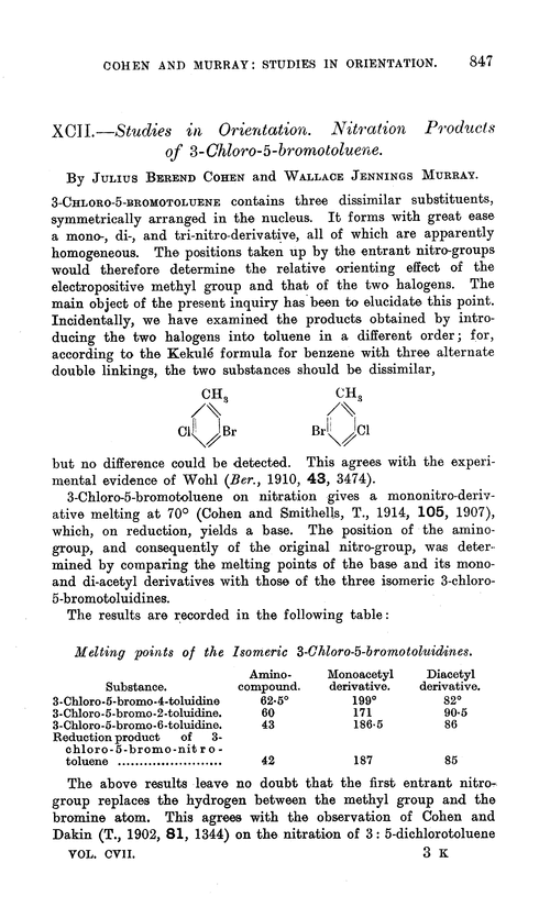 XCII.—Studies in orientation. Nitration products of 3-chloro-5-bromotoluene