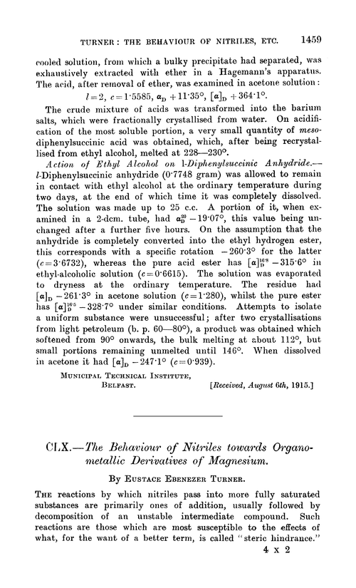 CLX.—The behaviour of nitriles towards organometallic derivatives of magnesium