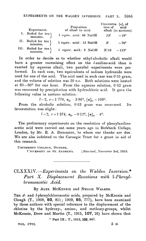 CLXXXIV.—Experiments on the walden inversion. Part X. Displacement reactions with l-phenylbromoacetic acid