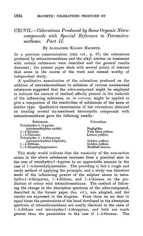 CXCVII.—Colorations produced by some organic nitro-compounds with special reference to tetranitromethane. Part II