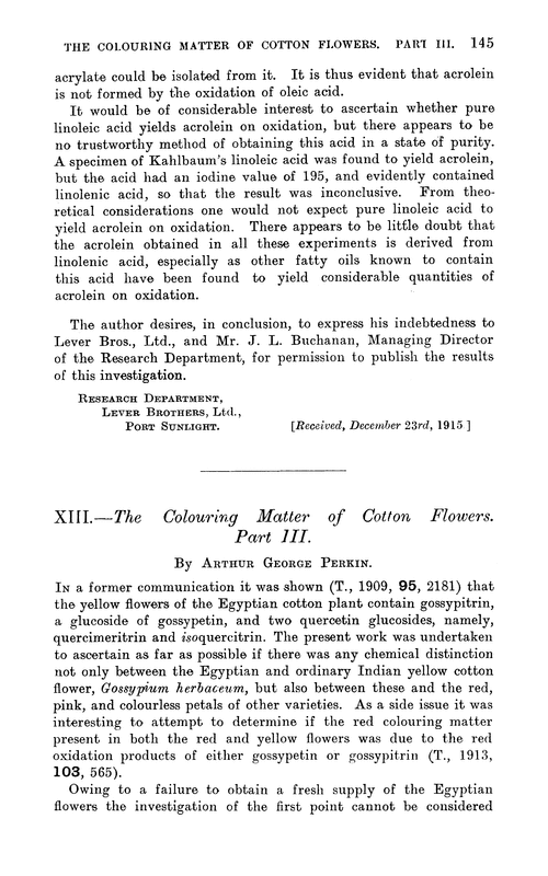 XIII.—The colouring matter of cotton flowers. Part III
