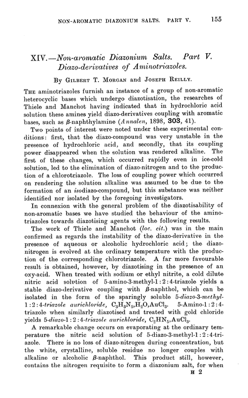 XIV.—Non-aromatic diazonium salts. Part V. Diazo-derivatives of aminotriazoles